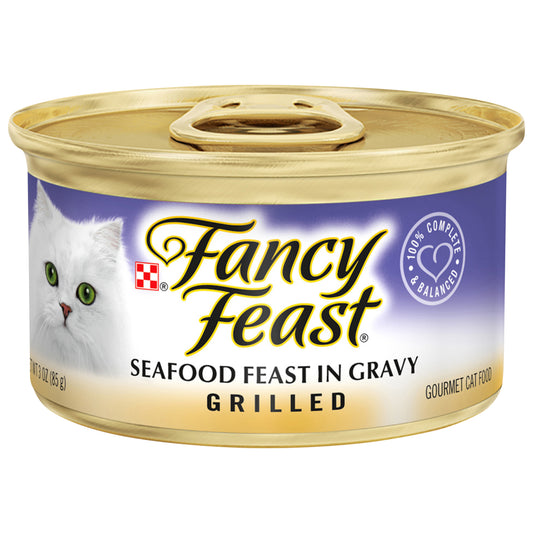 Purina Fancy Feast Gravy Wet Cat Food, Grilled Seafood Feast in Gravy - 3 oz. Can