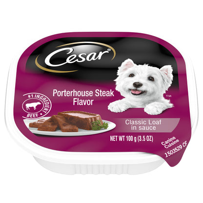 Cesar Porterhouse Steak Flavor Classic Loaf in Sauce Canine Cuisine 3.5 oz