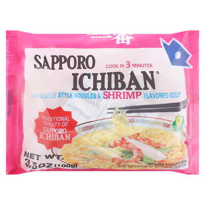 Sapporo Ichiban Shrimp Flavored-Soup Japanese Style Noodles & Shrimp Flavored-Soup 3.5 oz Bag