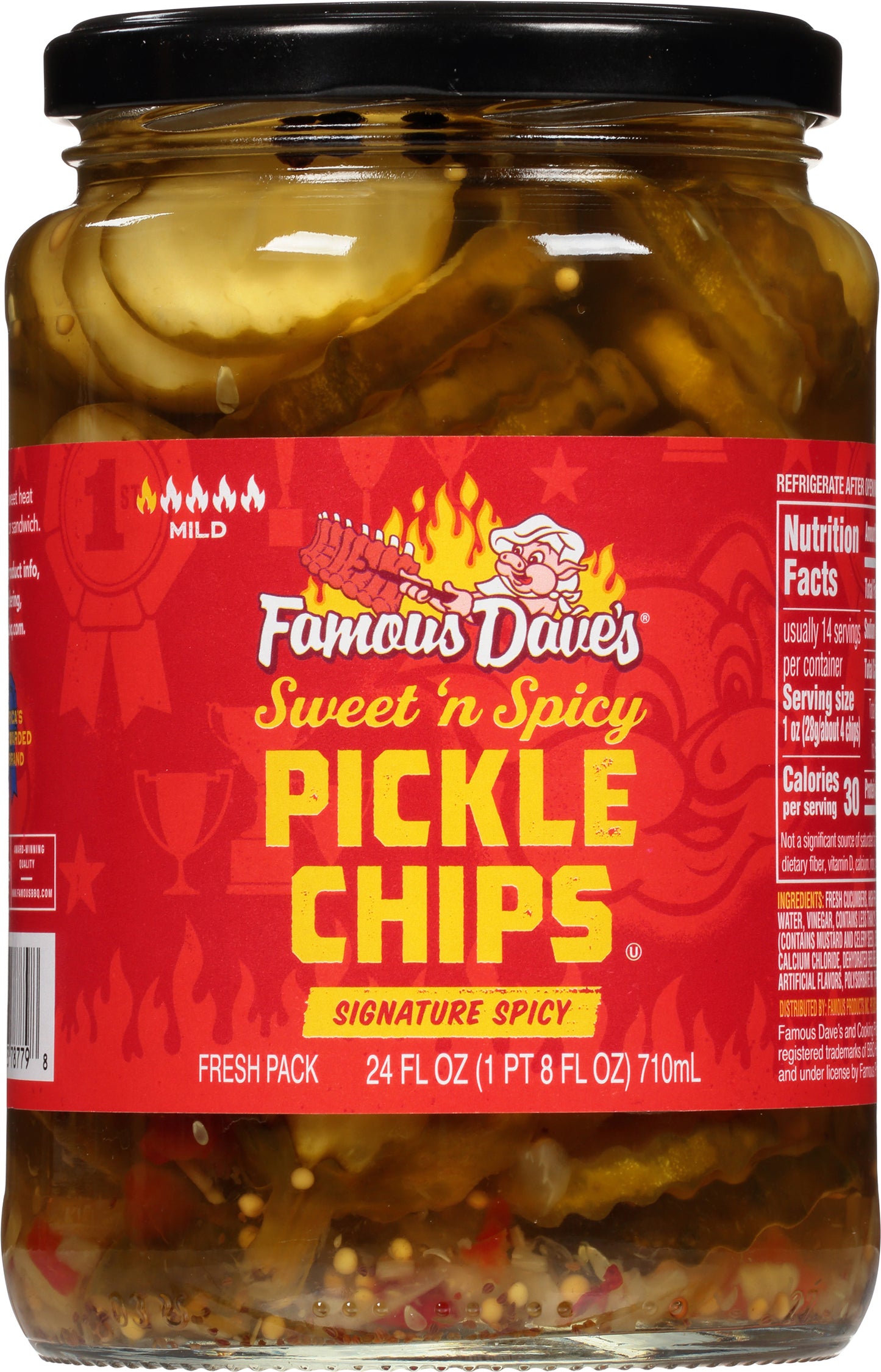 Famous Dave's Mild Signature Spicy Sweet 'n Spicy Pickle Chips 24 fl oz