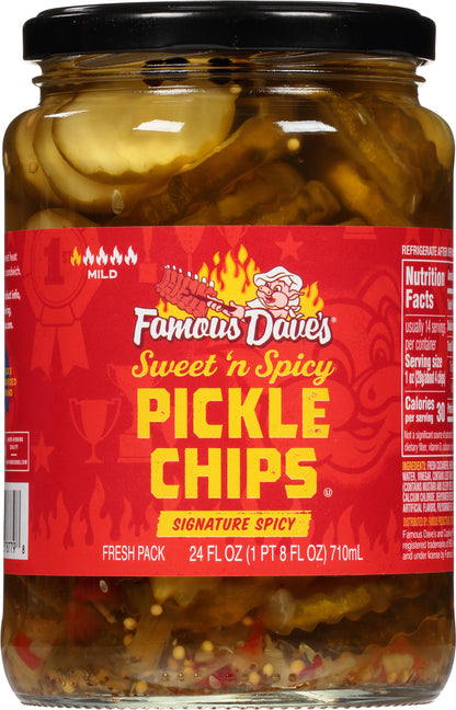 Famous Dave's Mild Signature Spicy Sweet 'n Spicy Pickle Chips 24 fl oz