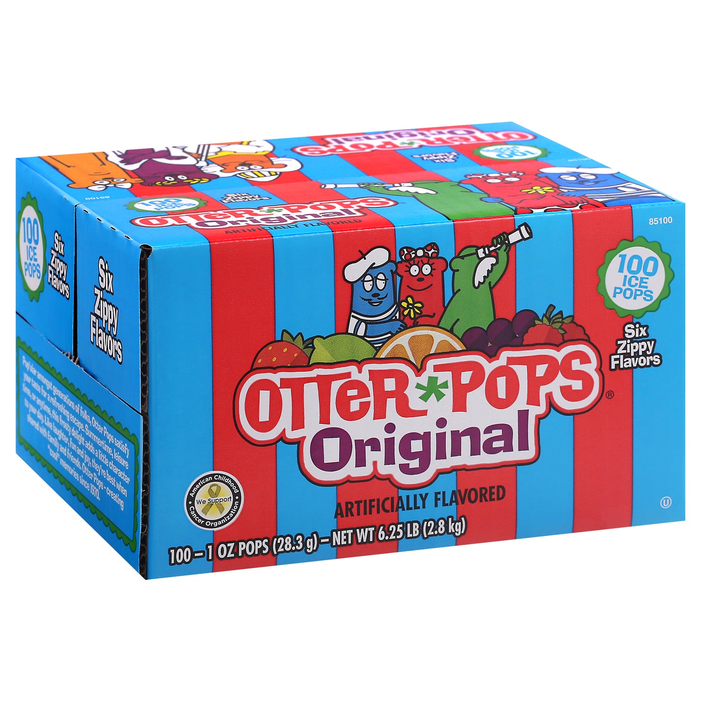 Otter Pops Original Six Zippy Flavors Ice Pops 100-1 oz Packs
