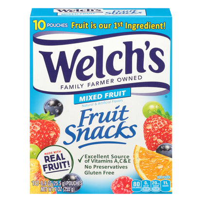 Welch's Fruit Snacks, Mixed Fruit, 0.9 Ounces, 10 Pouches