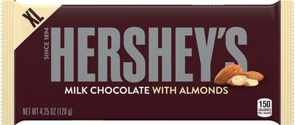 HERSHEY'S Milk Chocolate with Almonds Candy, Halloween Candy, 4.25 oz, Bar