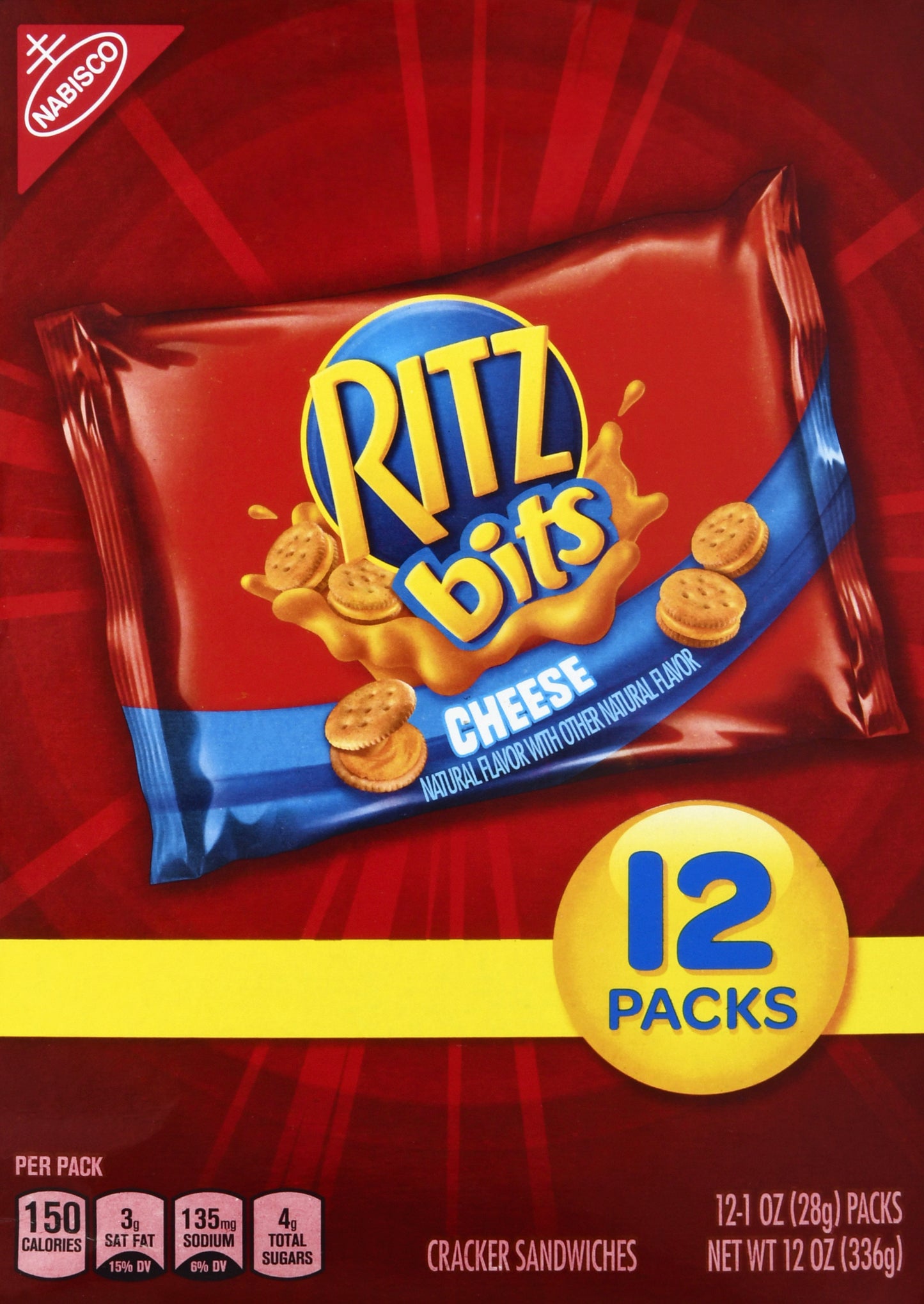 Ritz Bits Nabisco 12 Packs Cheese Cracker Sandwiches 12 ea