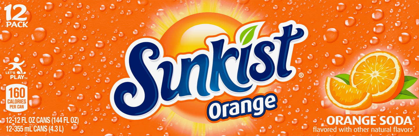 Sunkist 12 Pack Orange Soda 12-12 fl oz Cans