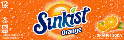 Sunkist 12 Pack Orange Soda 12-12 fl oz Cans