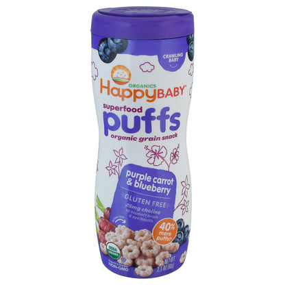 HappyBaby Organics Crawling Baby Purple Carrot & Blueberry Superfood Puffs 2.1 oz