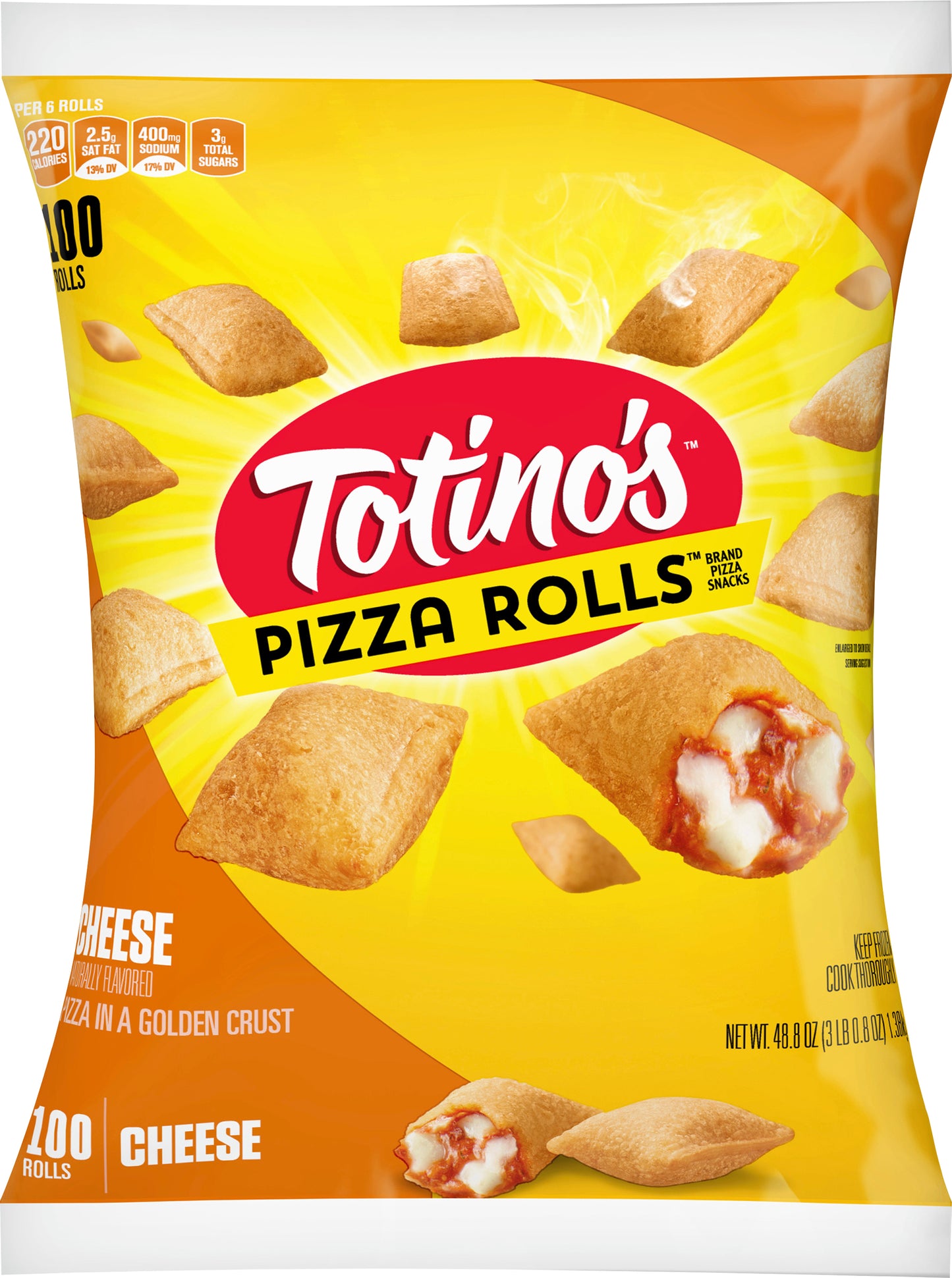Totino's Pizza Rolls, Cheese, 100 Rolls, 48.85 oz Bag