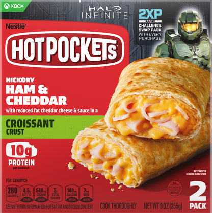 Hot Pockets Hickory Ham & Cheddar Croissant Crust Halo Promo 2 pack 9 oz