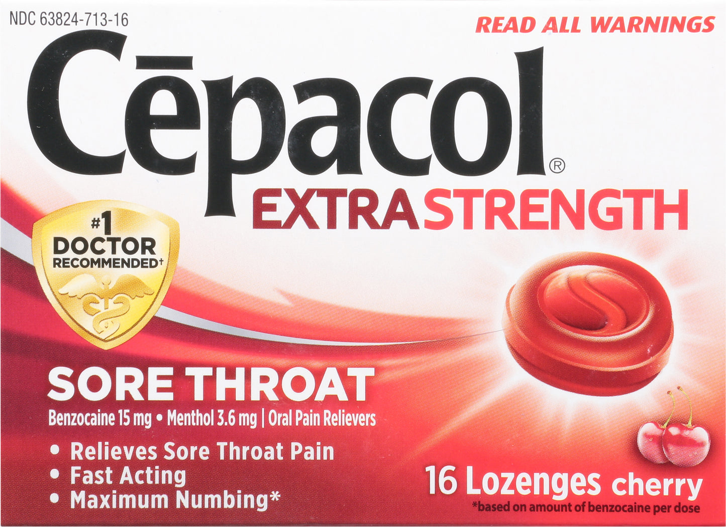 Cepacol Extra Strength Cherry Sore Throat Lozenges 16 ea Box