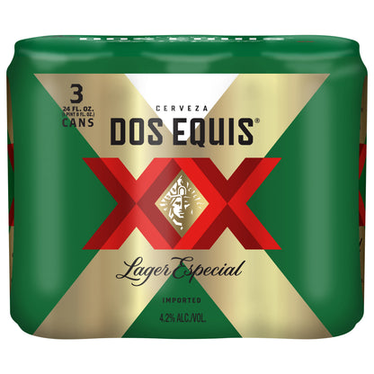 Dos Equis Lager Especial Beer 3 - 24 fl oz Cans