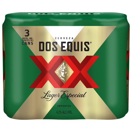 Dos Equis Lager Especial Beer 3 - 24 fl oz Cans