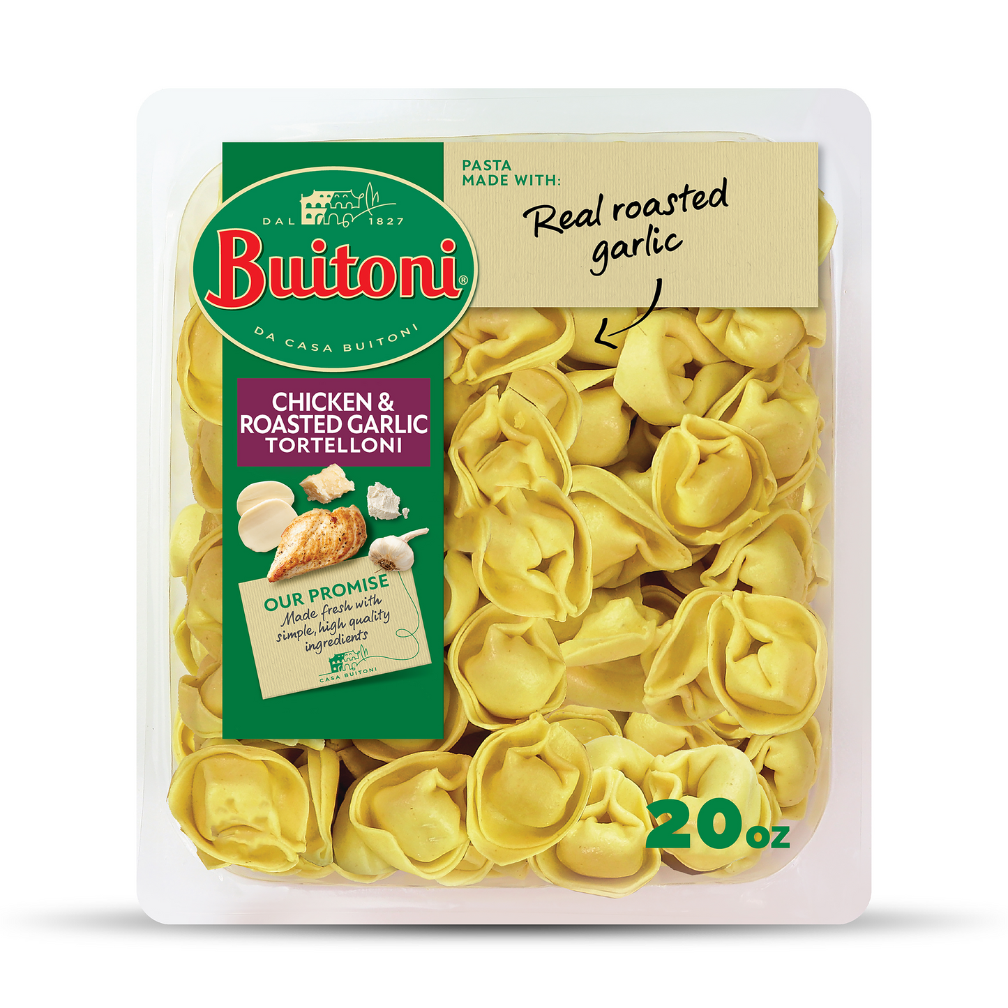 Buitoni Chicken and Roasted Garlic Tortelloni, Refrigerated Pasta, 20 oz Family Size Package