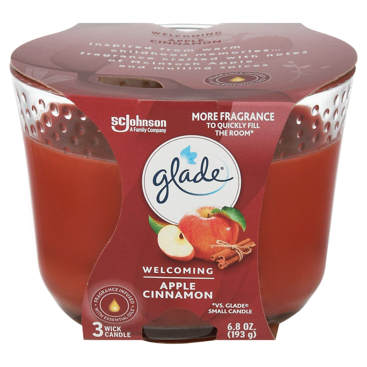 Glade Apple Cinnamon 3 Wick Candle 1 ea