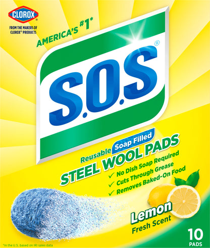 Clorox Reusable Soap Filled Lemon Fresh Scent Steel Wool Pads 10 ea