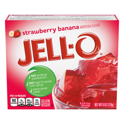 Jell-O Strawberry Banana Gelatin Dessert Mix, 6 oz Box