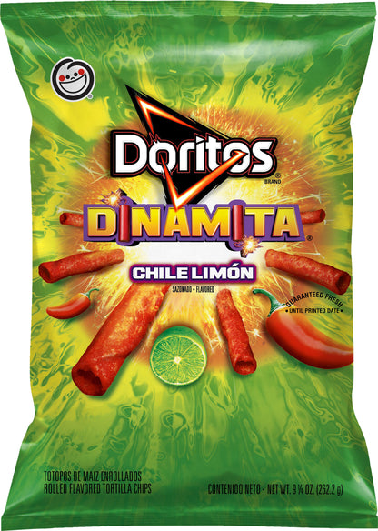 Doritos Dinamita Rolled Flavored Tortilla Chips Chile Limon Flavored 9 1/4 Oz