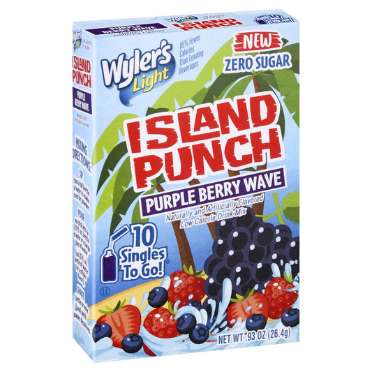 Wyler's Light Island Punch Low Calorie 10 Pack Purple Berry Wave Drink Mix 10 ea