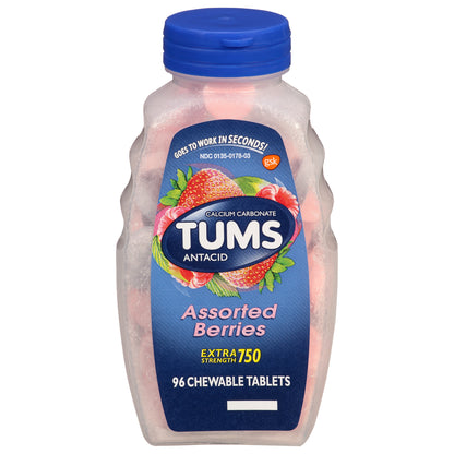 Tums Extra Strength 750 Assorted Berries Antacid Chewable Tablets 96 ea