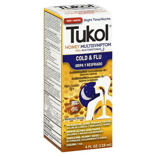 Tukol Night Time Multi Symptom Honey Flavored Cold & Flu 4 oz
