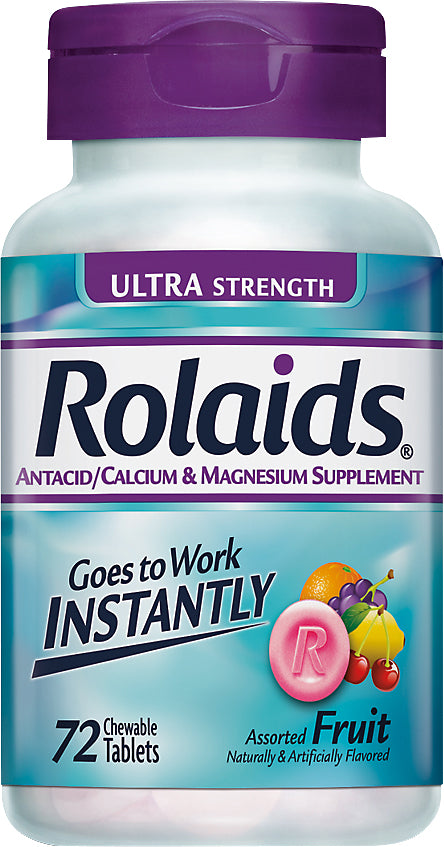 Rolaids Chewable Tablets Ultra Strength Assorted Fruit Antacid 72 ea