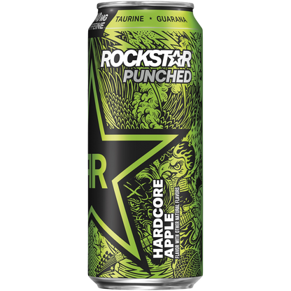 Rockstar Punched Energy Drink Hardcore Apple Flavor 16 Fl Oz Can