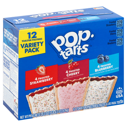 Pop-Tarts Frosted Strawberry/Cherry/Blueberry Toaster Pastries Variety Pack 12 ea