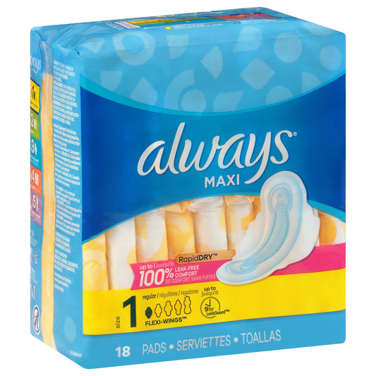 Always Maxi Size 1 Regular Pads 18 ea