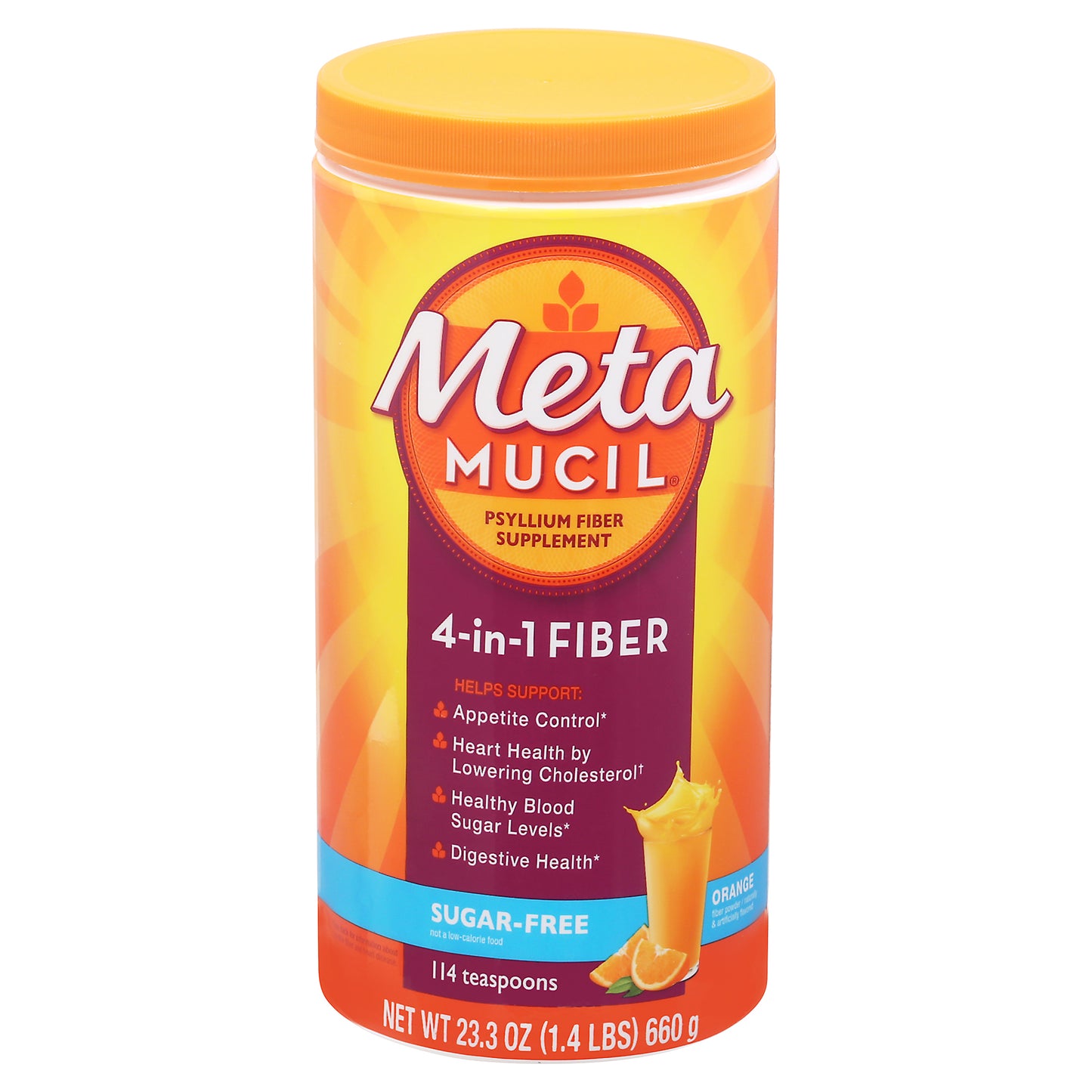 Meta Mucil Powder Sugar Free 4-in-1 Orange Fiber 23.3 oz