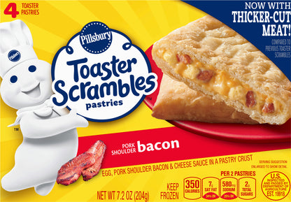 Pillsbury Toaster Scrambles, Bacon, Frozen Pastries, 4 ct, 7.2 oz