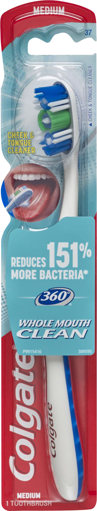 Colgate 360 Whole Mouth Clean Medium Toothbrush 1 ea Blister Pack