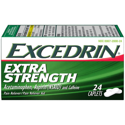 Excedrin Extra Strength Caplets for Headache Pain Relief, 24 count