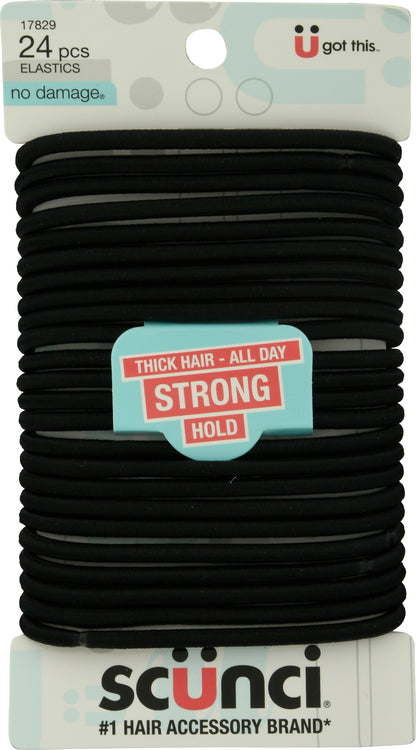 Scunci No Damage Thick Hair - All Day Strong Hold Elastics 24 ea