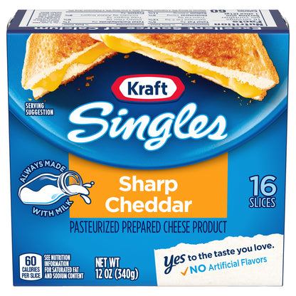 Kraft Singles Sharp Cheddar Cheese Slices, 16 ct Pack