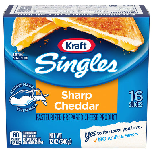 Kraft Singles Sharp Cheddar Cheese Slices, 16 ct Pack