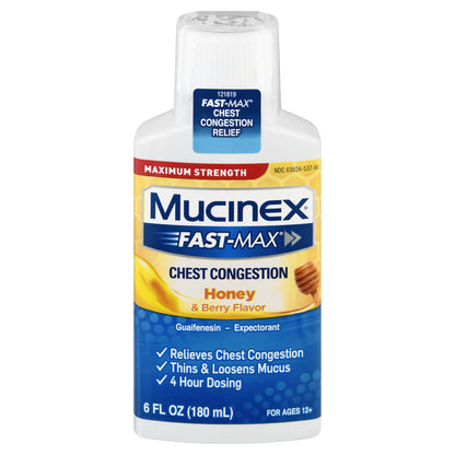 Mucinex Fast-Max Maximum Strength Honey & Berry Flavor Chest Congestion 6 oz