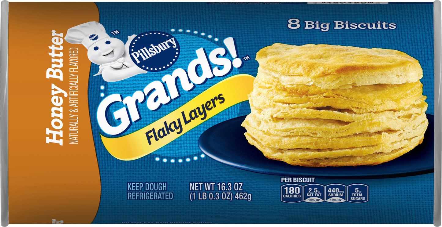 Pillsbury Grands! Flaky Layers, Honey Butter Biscuits, 8 ct, 16.3 oz