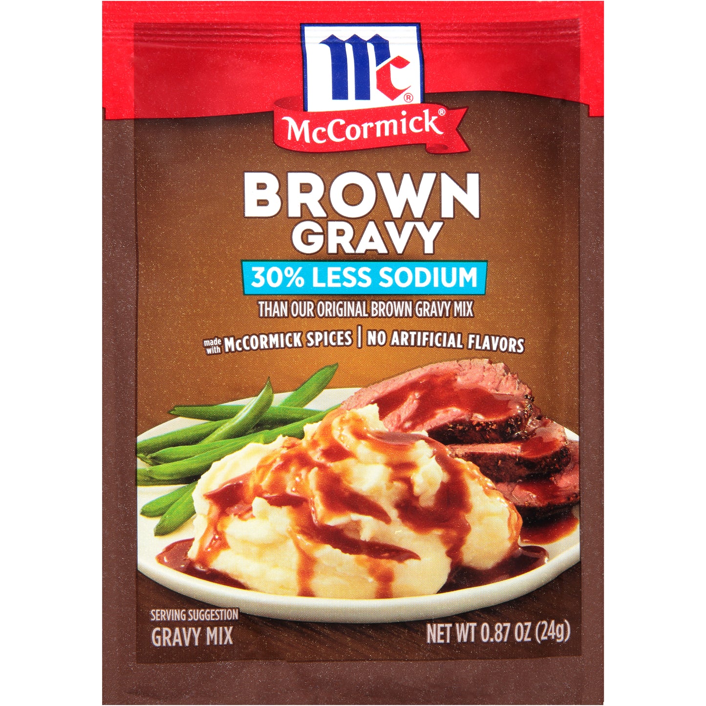 McCormick® 30% Less Sodium Brown Gravy Mix 0.87 oz. Packet