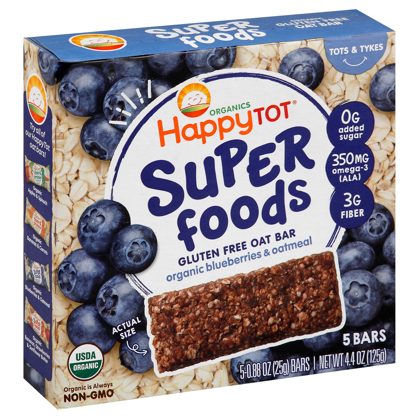 HappyTot Superfoods Tots & Tykes Organics Gluten Free Oat Bar 5 - 0.88 oz Packs