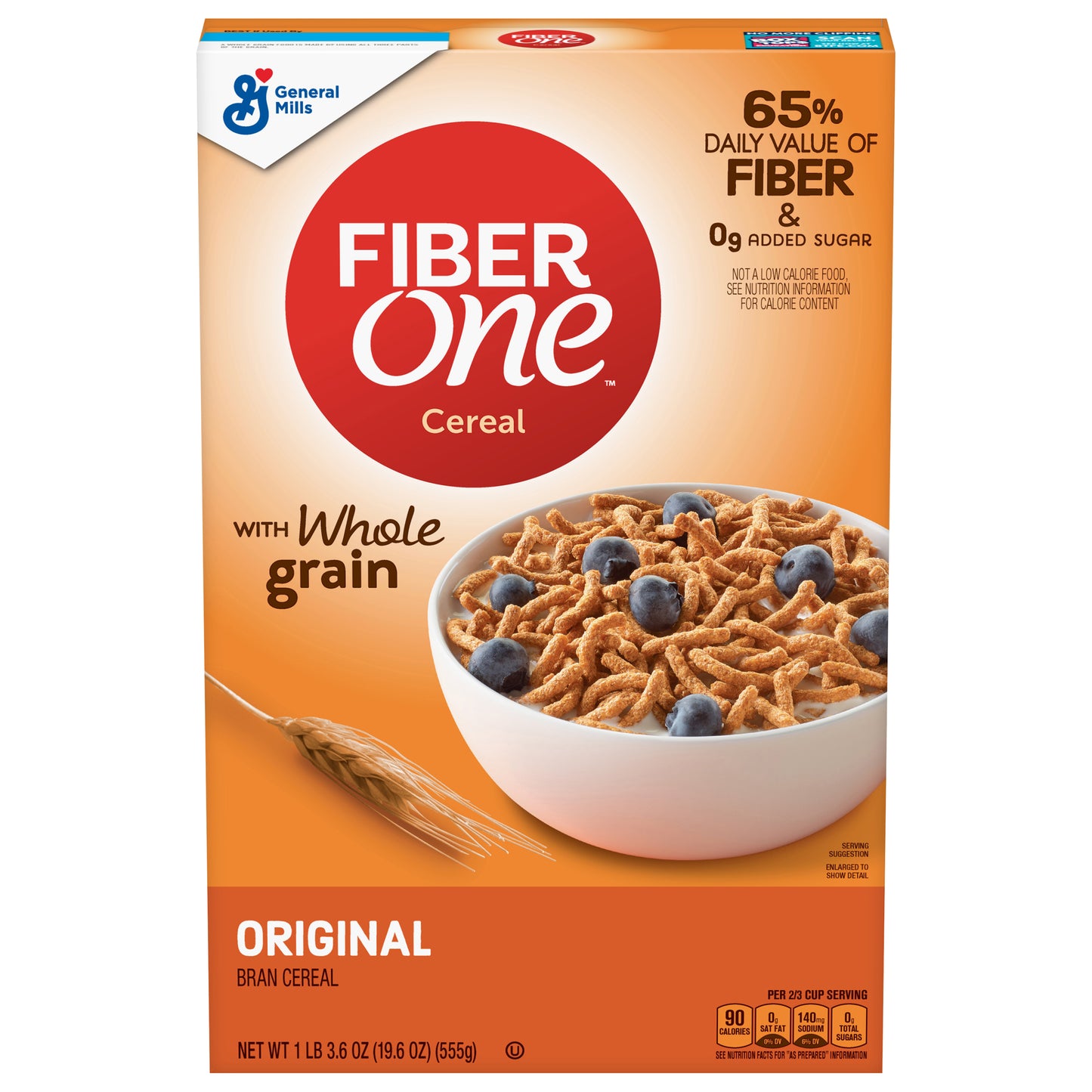 Fiber One with Whole Grain Original Bran Cereal 19.6 oz
