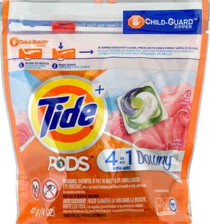 Tide + Pods 4 in 1 with Downy April Fresh Detergent 15 ea