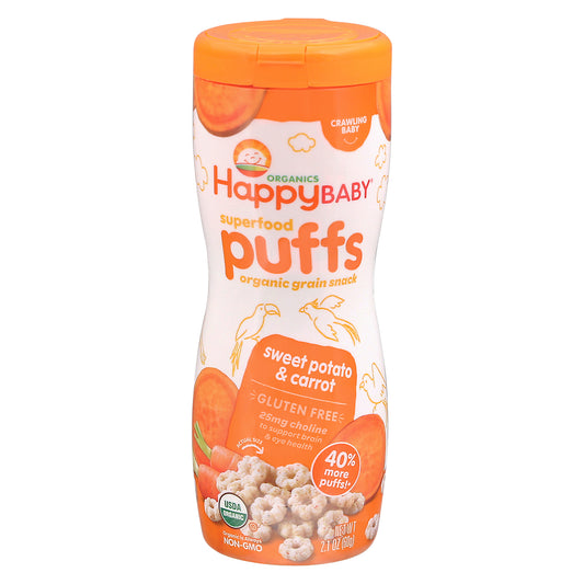HappyBaby Organics Superfood Crawling Baby Sweet Potato & Carrot Puffs 2.1 oz