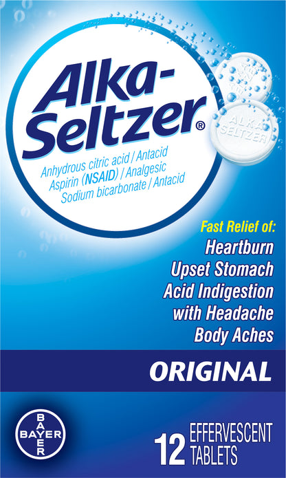 Alka-Seltzer Effervescent Tablets Original Antacid/Analgesic 12 ea Box