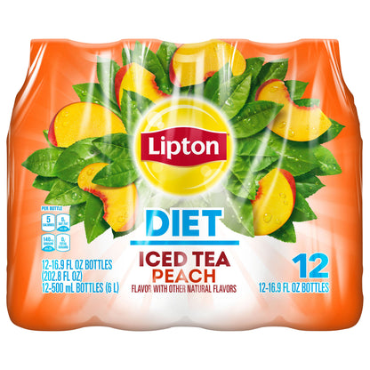 Lipton Zero Sugar Iced Tea Peach 16.9 Fl Oz 12 Count Bottle