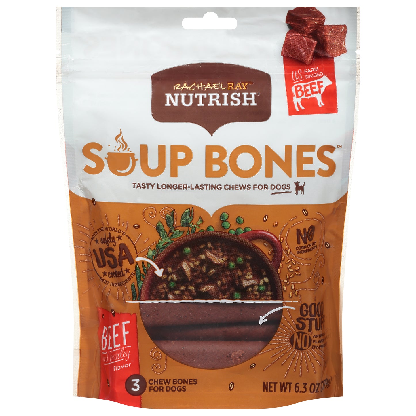 Rachael Ray Nutrish Soup Bones Beef and Barley flavor Chew for Dogs 3 ea