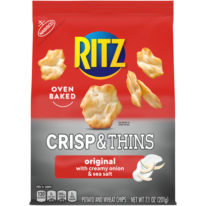 Nabisco Ritz Crisp & Thins Original with Creamy Onion & Sea Salt Potato & Wheat Chips 7.1 oz. Bag