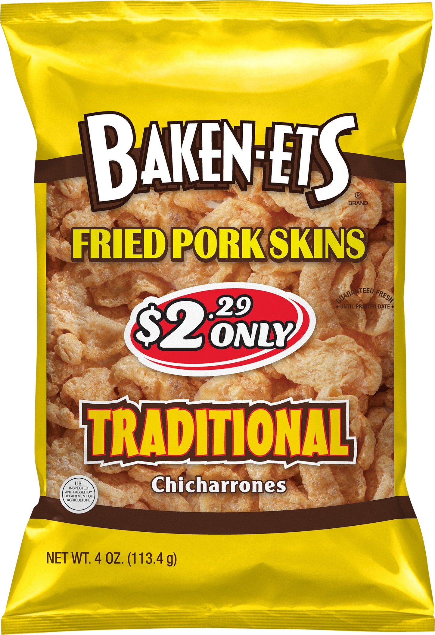 Baken-Ets Chicharrones Traditional Fried Pork Skins 4 oz Bag