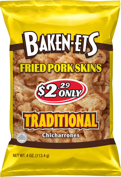 Baken-Ets Chicharrones Traditional Fried Pork Skins 4 oz Bag