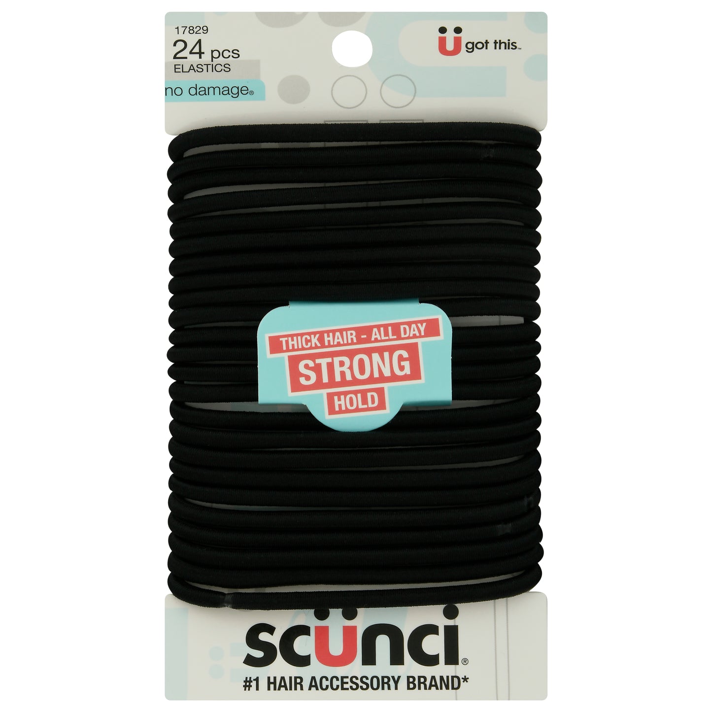 Scunci No Damage Thick Hair - All Day Strong Hold Elastics 24 ea